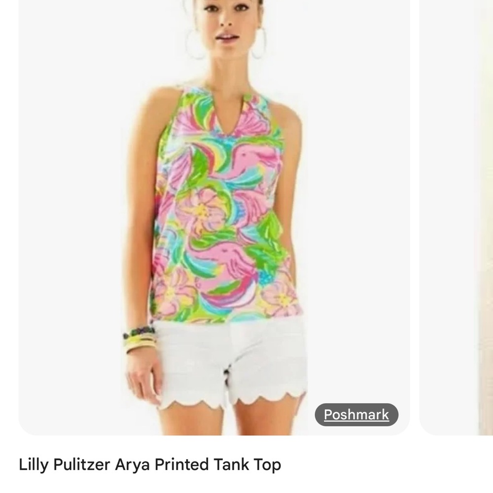 Lilly Pulitzer Pink and Green Sleeveless Tank Top